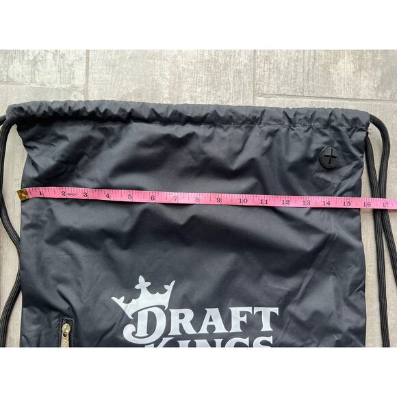 Draft Kings Marketplace Black Drawstring Backpack Gym Bag Travel Pouch NEW - Picture 3 of 4